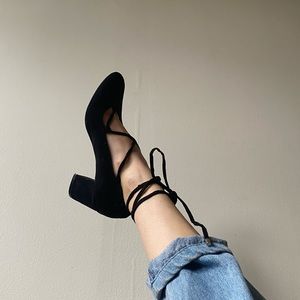 LOFT heels with ankle tie